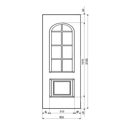 Technische Zeichnung Haustür DV-100