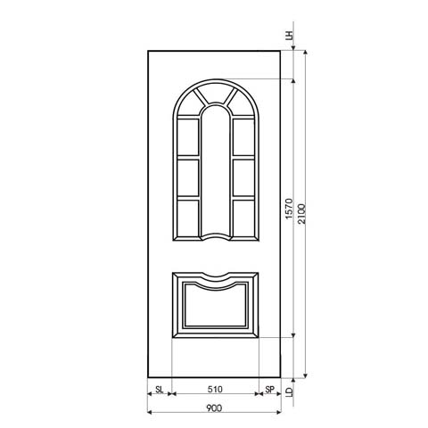 Technische Zeichnung Haustür DV-188