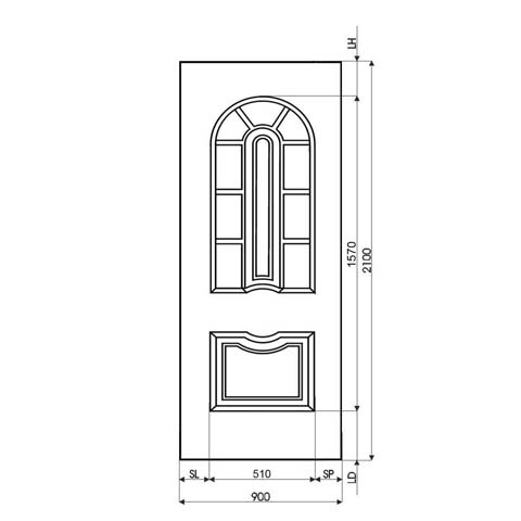 Technische Zeichnung Haustür DV-189