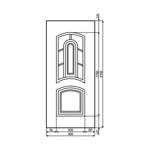 Technische Zeichnung Haustür DV-306