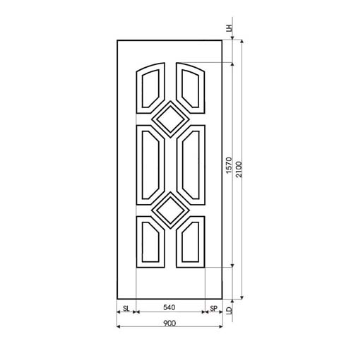 Technische Zeichnung Haustür DV-37