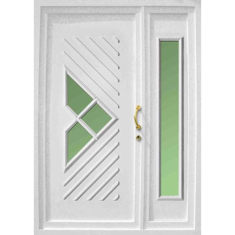 Kunststoff Haustür Braun mit Seitenteilen