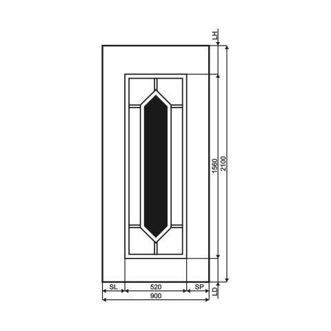 Technische Zeichnung Haustür DV-318