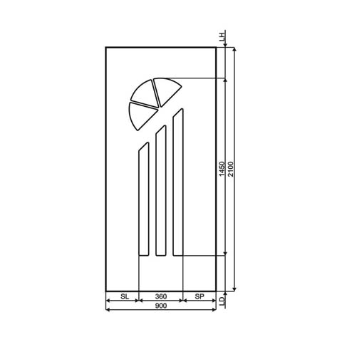Technische Zeichnung Haustür DV-254