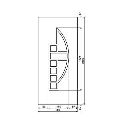 Technische Zeichnung Haustür DV-273