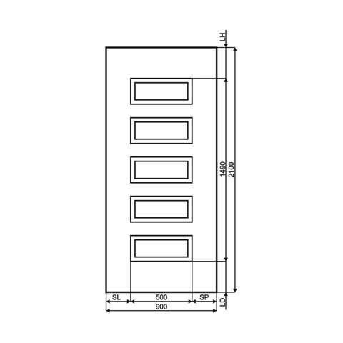 Technische Zeichnung Haustür DV-275
