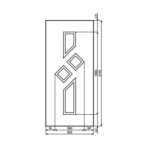Technische Zeichnung Haustür DV-277