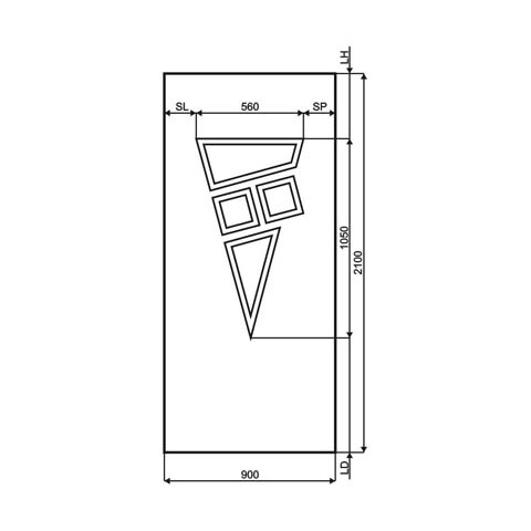 Technische Zeichnung Haustür DV-286