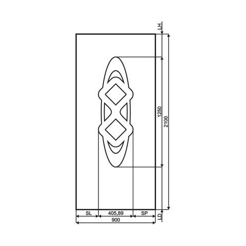 Technische Zeichnung Haustür DV-424