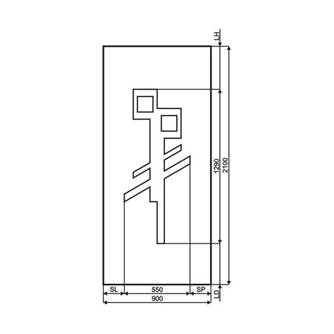Technische Zeichnung Haustür DV-429