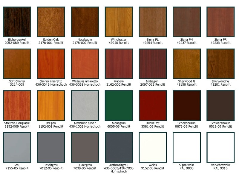 Farben und Holzdekore für Kunstharzfüllungen