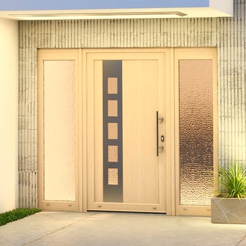 Haustür mit Seitenteil Ornamentverglasung