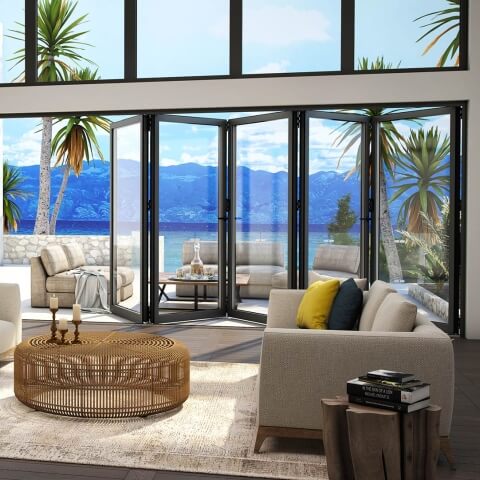 Aluminium Faltschiebetür in Athrazit