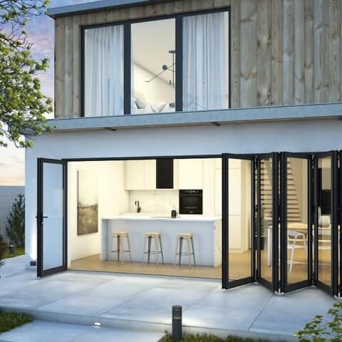 Aluminium Faltanlage 6-flügelig in Anthrazit