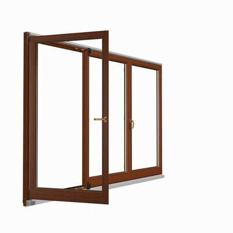 Holz Faltschiebetür SOFTLINE offen in Braun