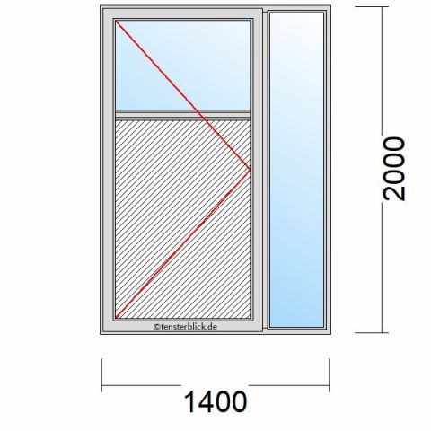 Nebeneingangstür mit Füllung 1400x2000mm DL Seitenteil Rechts schematische Zeichnung