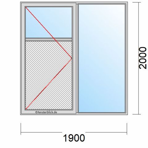 Nebeneingangstür mit Füllung 1900x2000mm DL Seitenteil Rechts schematische Zeichnung