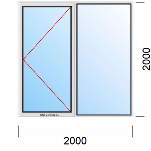 Nebeneingangstür 2000x2000mm DR Seitenteil Rechts schematische Zeichnung