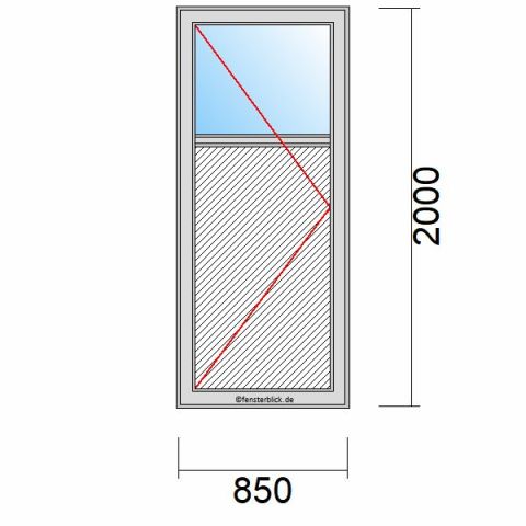 Nebeneingangstür mit Füllung 850x2000mm DL schematische Zeichnung