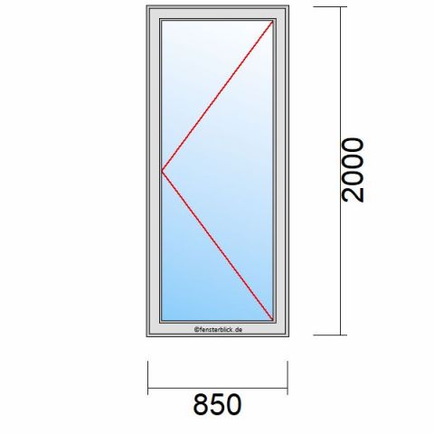 Nebeneingangstür 850x2000mm DR schematische Zeichnung