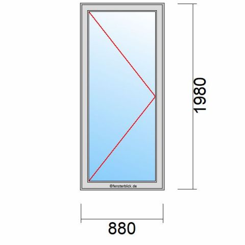 Nebeneingangstür 880x1980mm DL schematische Zeichnung