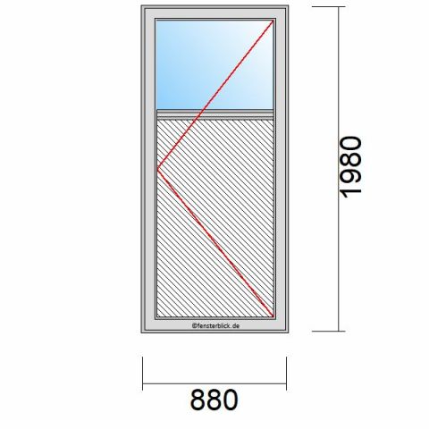 Nebeneingangstür mit Füllung 880x1980mm DR schematische Zeichnung