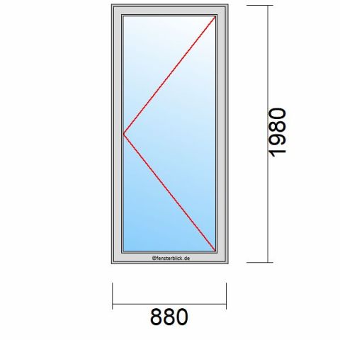 Nebeneingangstür 880x1980mm DR schematische Zeichnung